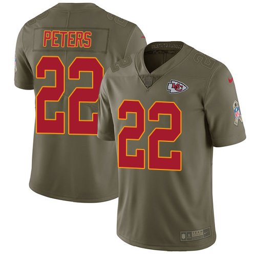 Nike Chiefs #22 Marcus Peters Olive Men's Stitched NFL Limited Salute to Service Jersey - Click Image to Close